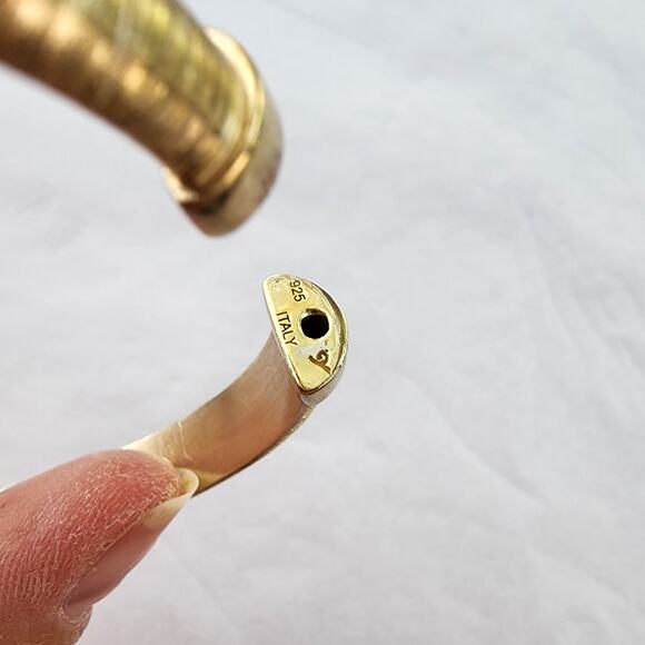 Veronese Italy Vermeil Silver 925 Brushed Hinged Scanalato Bangle Bracelet New - Picture 4 of 7